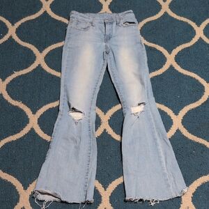 Levi's Light Blue Flare Jeans with Distressed Details
